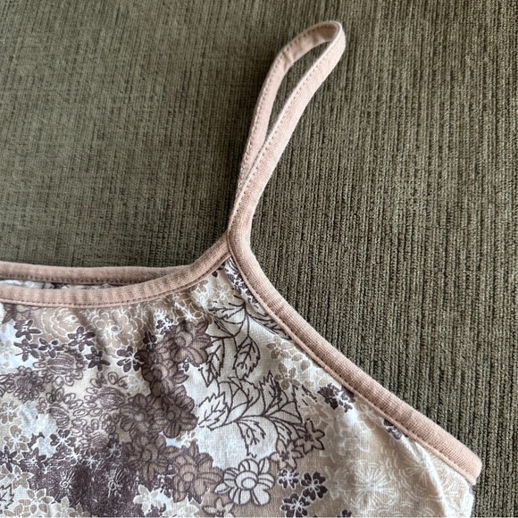 Vintage Y2K Jennifer Moore Tan Beige Floral Cropped Tank Top Women’s Size Large - Picture 4 of 15
